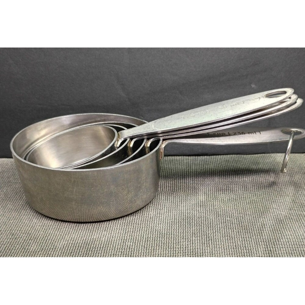 Set Of 4 CUISIPRO Stainless Steel Measuring Cups 1, 1/2, 1/3, 1/4 Heavy Duty